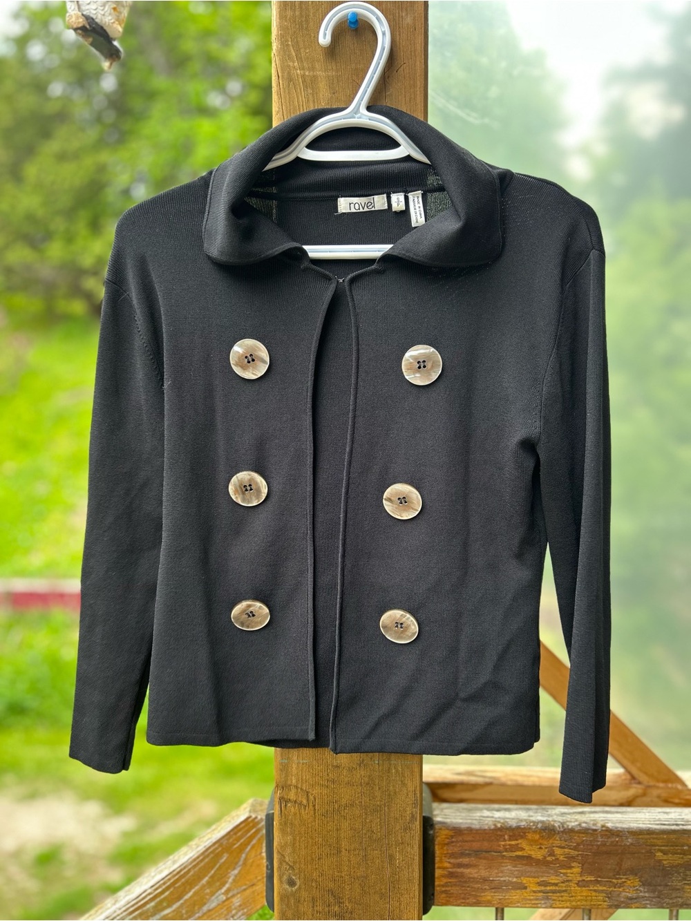 ravel Black Double-Breasted Women's Jacket with Large Buttons • Small